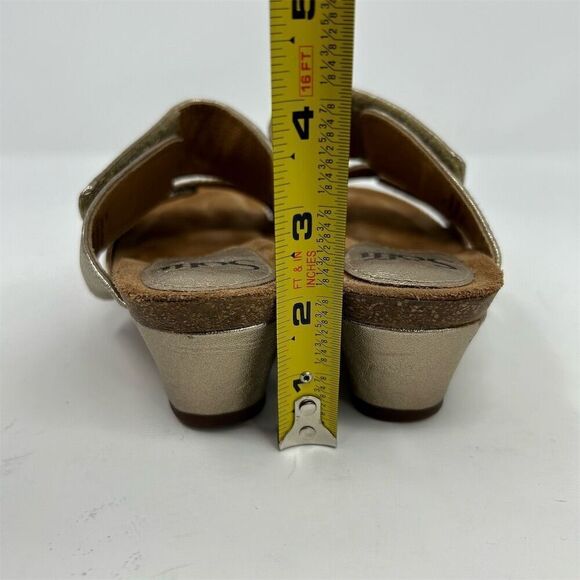 Söfft Women's Gold Metallic Snake Print Wedge Strappy Sandals Size 7 Summer - Picture 6 of 11